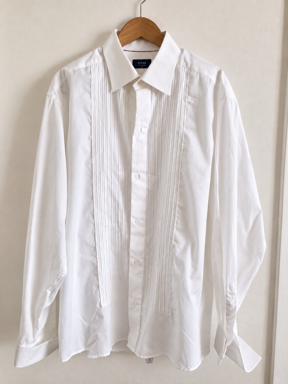 Eton of Sweden White Tuxedo Shirt Pleated French Cuff 17 / 43